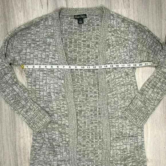 Evelyn Taylor Gray Knit Open Front Long Sleeve Cardigan Sweater Acrylic Size XL - Picture 4 of 6
